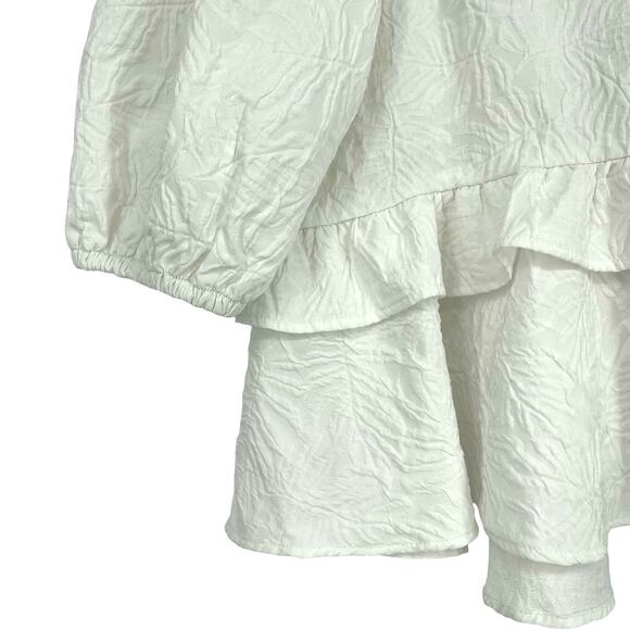 Zara White Ruffle Peplum Balloon Sleeve Blouse Size XS - Picture 2 of 8